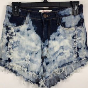 High waisted distressed shorts
